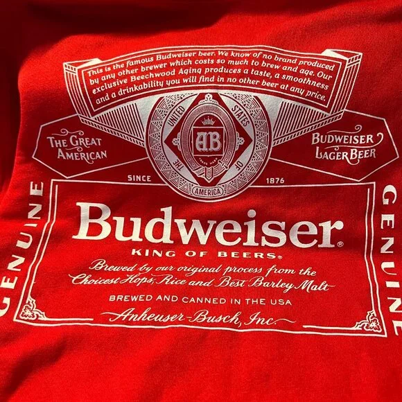 Brew City Budweiser Label Crewneck Sweatshirt NWOT Small - Picture 3 of 3